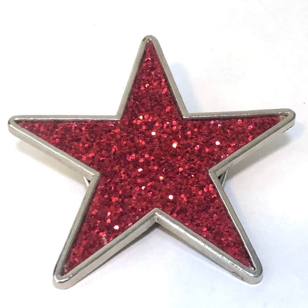 Red Sparkly-Glitter Star Belt Buckle